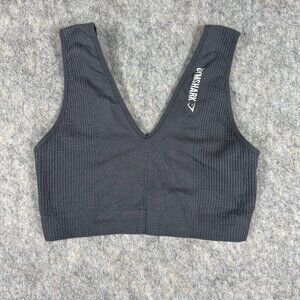 Gymshark Sports Bra Gray V Neck Size Small